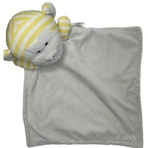 Bella Tunno Monkey Baby Security Blanket Gray Yellow stripes Wish Bone